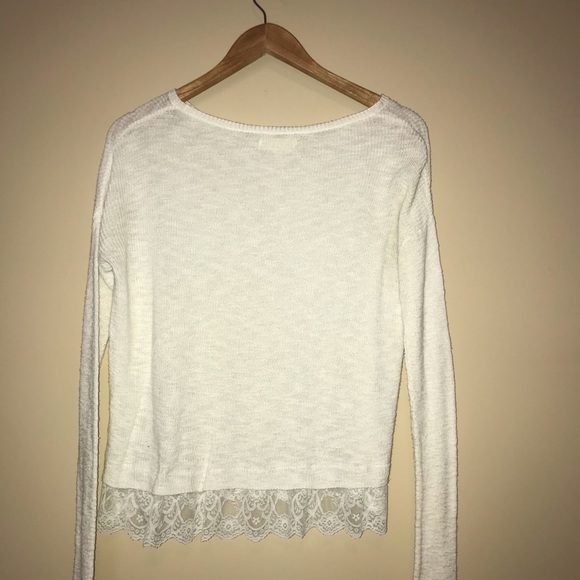 White Lace-Trim Sweater - Picture 4 of 4